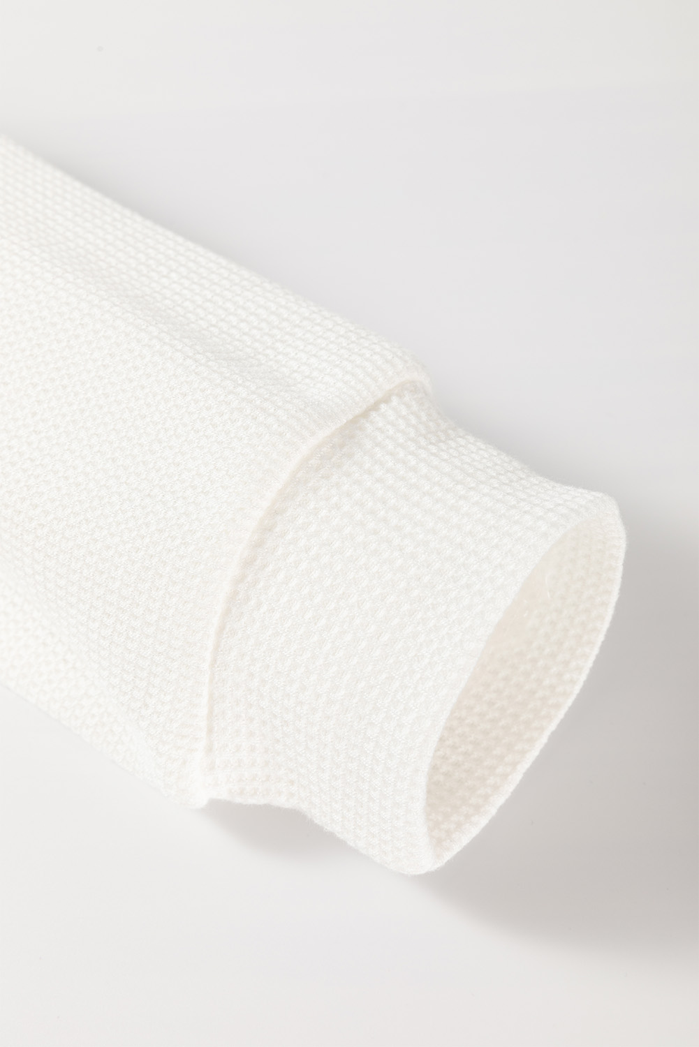 White Floral Patchwork Waffle Knit Raglan Top - Image 7