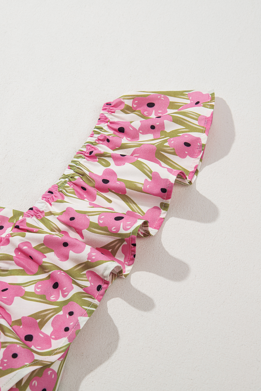 Pink Plus Size Ruffle Trim Square Neck High Waist Floral Maxi Dress - Image 7