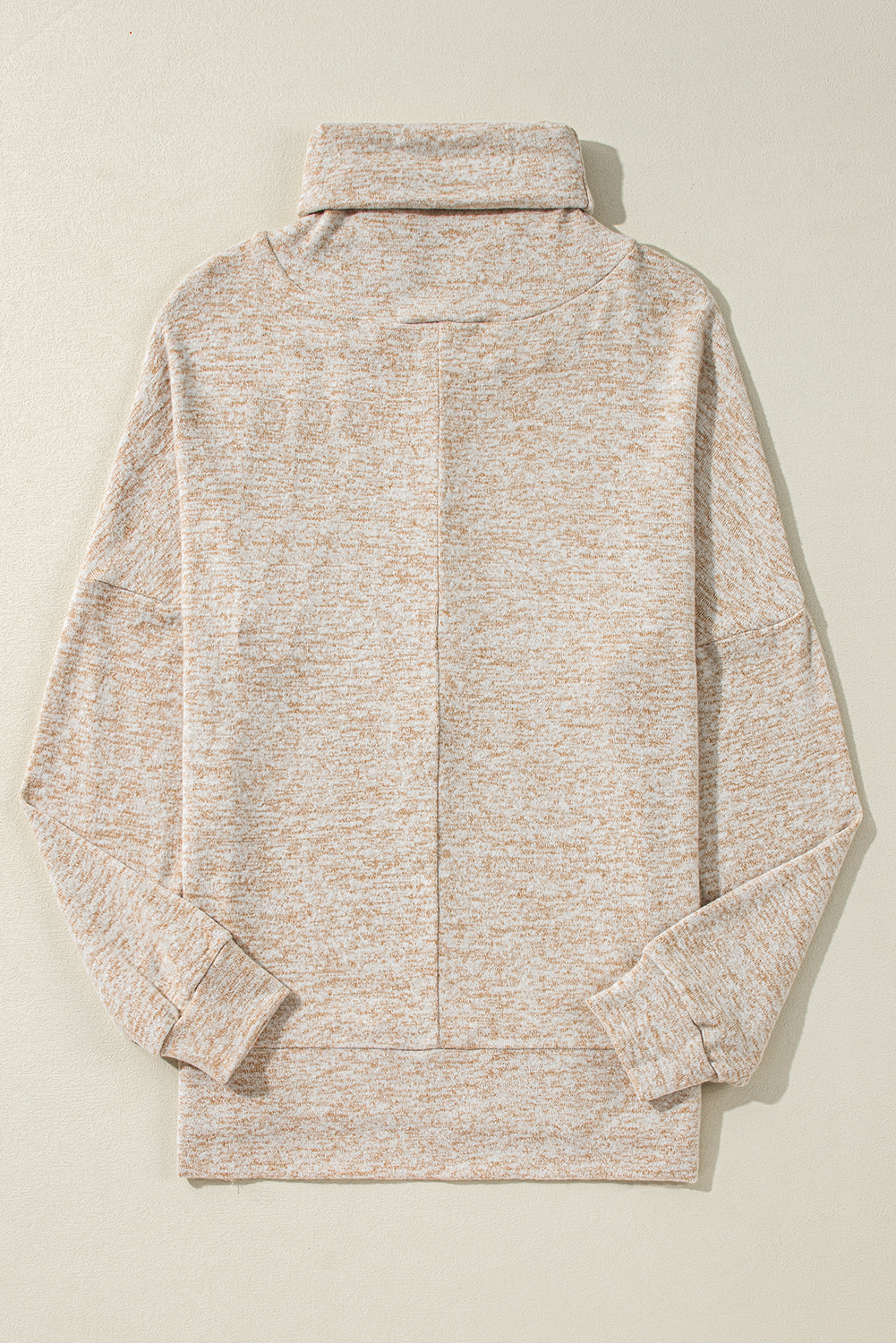 Apricot Drawstring Cowl High Neck Long Sleeve Split Top - Image 5