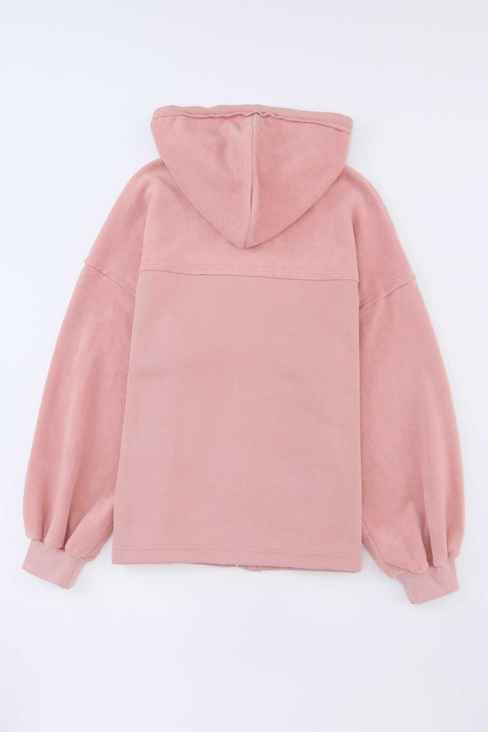 Pink Flap Pocket Drawstring Hood Zip Up Jacket - Image 6
