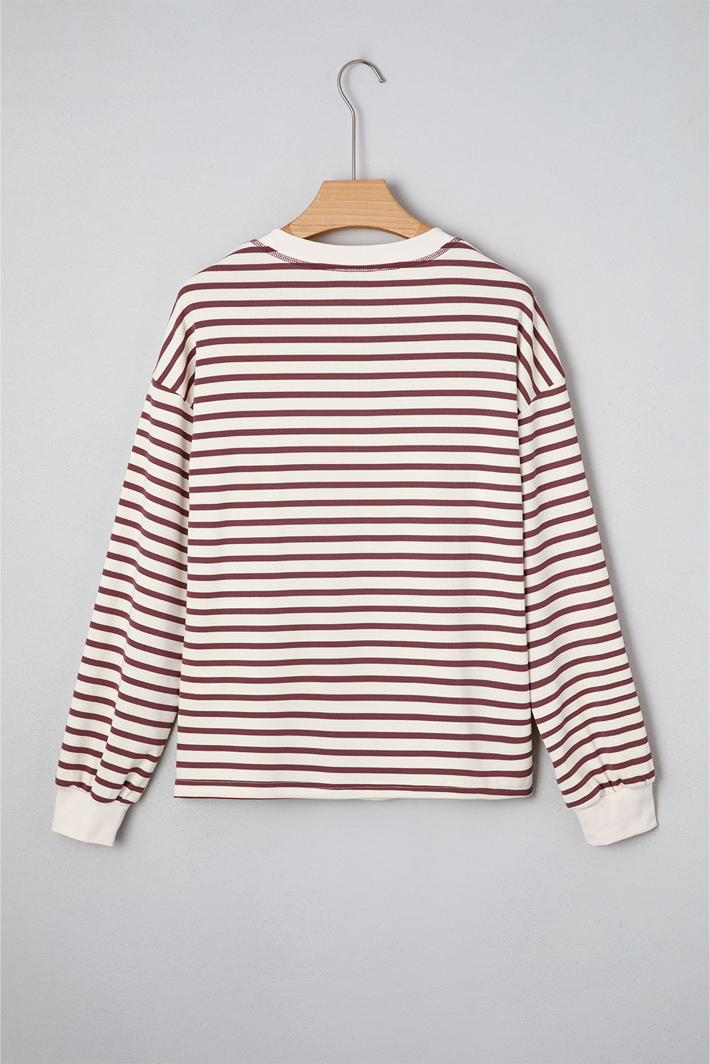 Red Dahlia Striped Print Drop Shoulder Long Sleeve Henley Top - Image 5