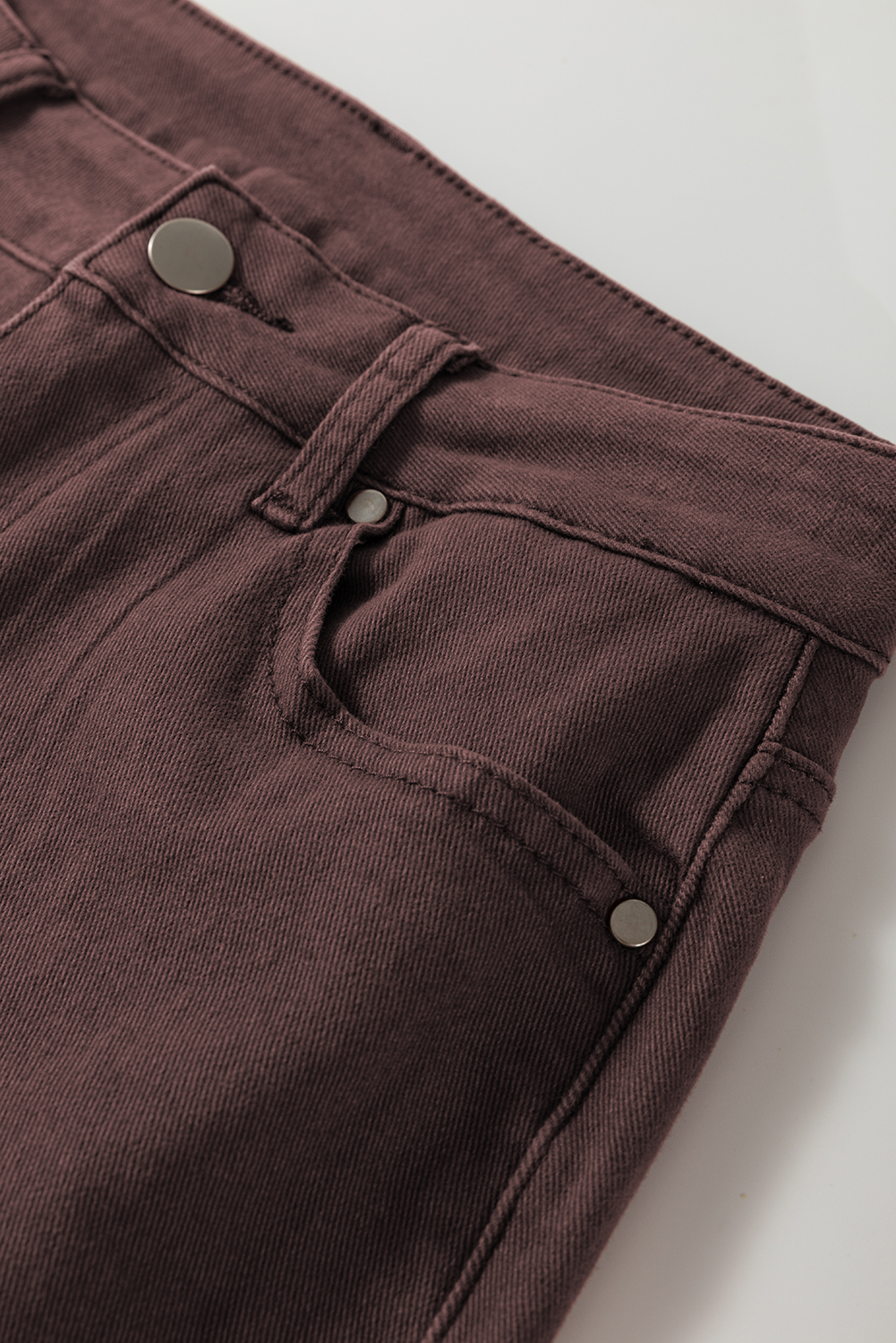 Coffee Loose Straight High Waist Solid Color Jeans - Image 6