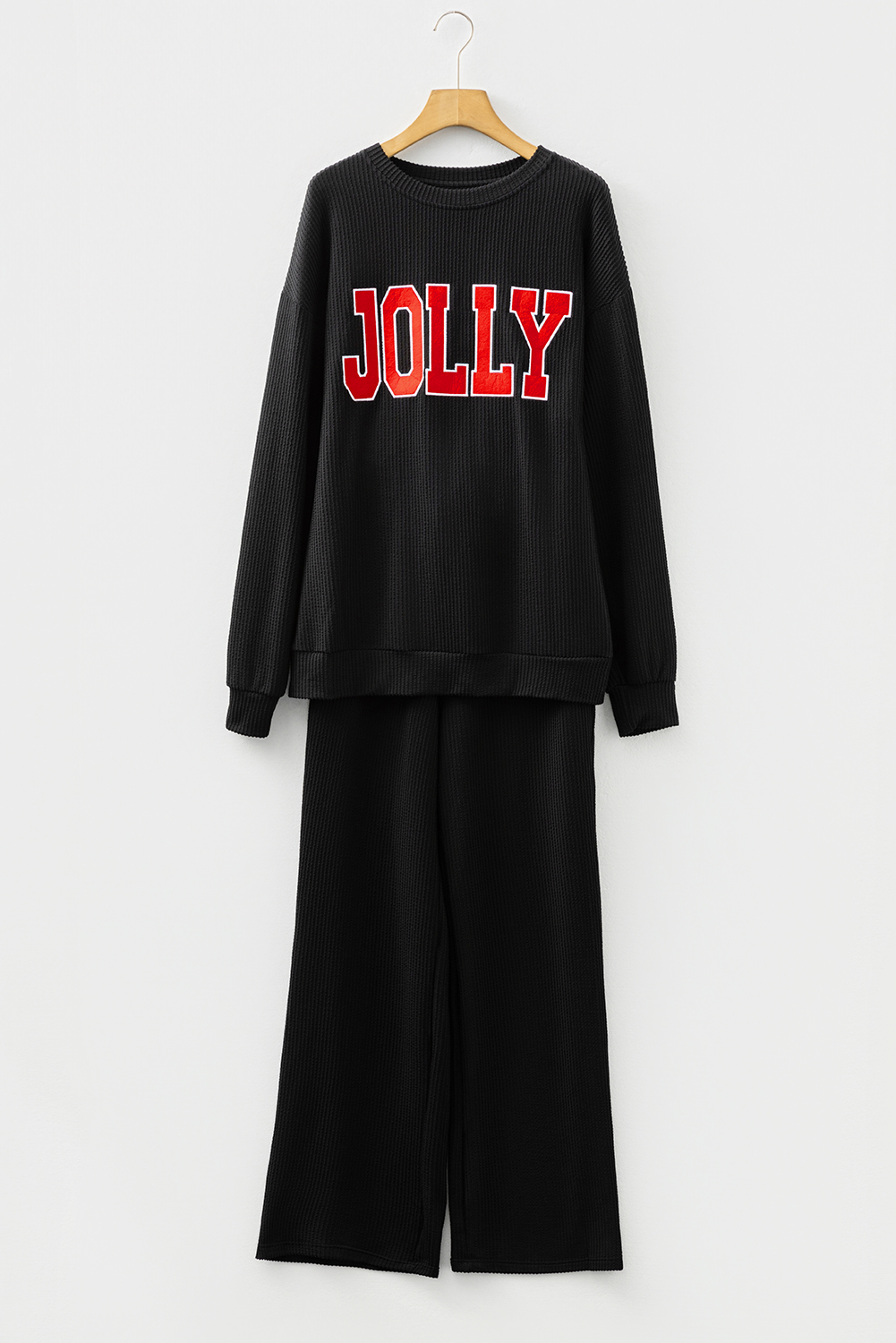 Black JOLLY Corded Long Sleeve Top and Pockets Pants Set - Image 6