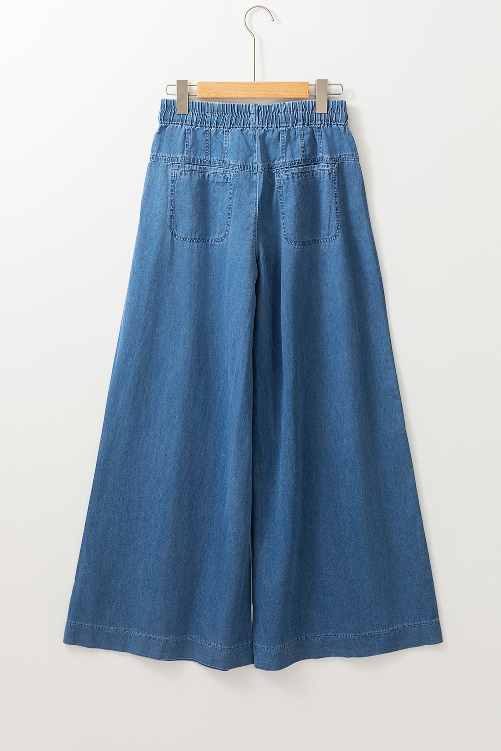 Dusk Blue Mineral Wash Button Fly Waist Wide Leg Jeans - Image 4