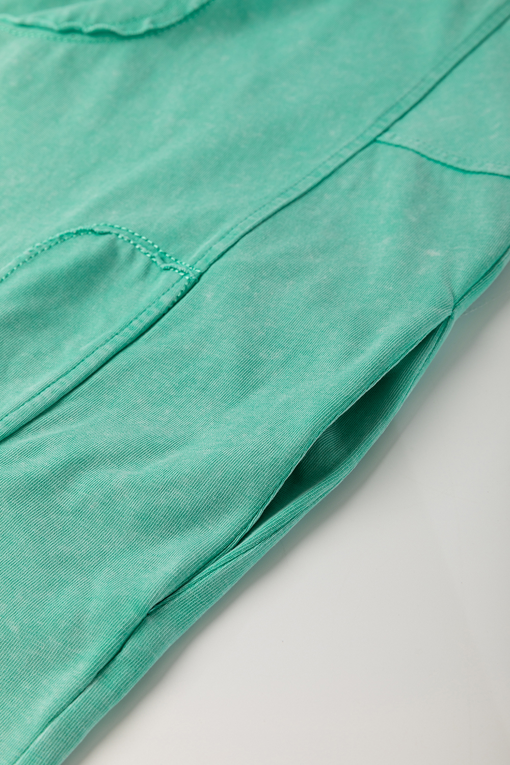 Mint Green Mineral Wash Flower Patchwork Mini T Shirt Dress - Image 8