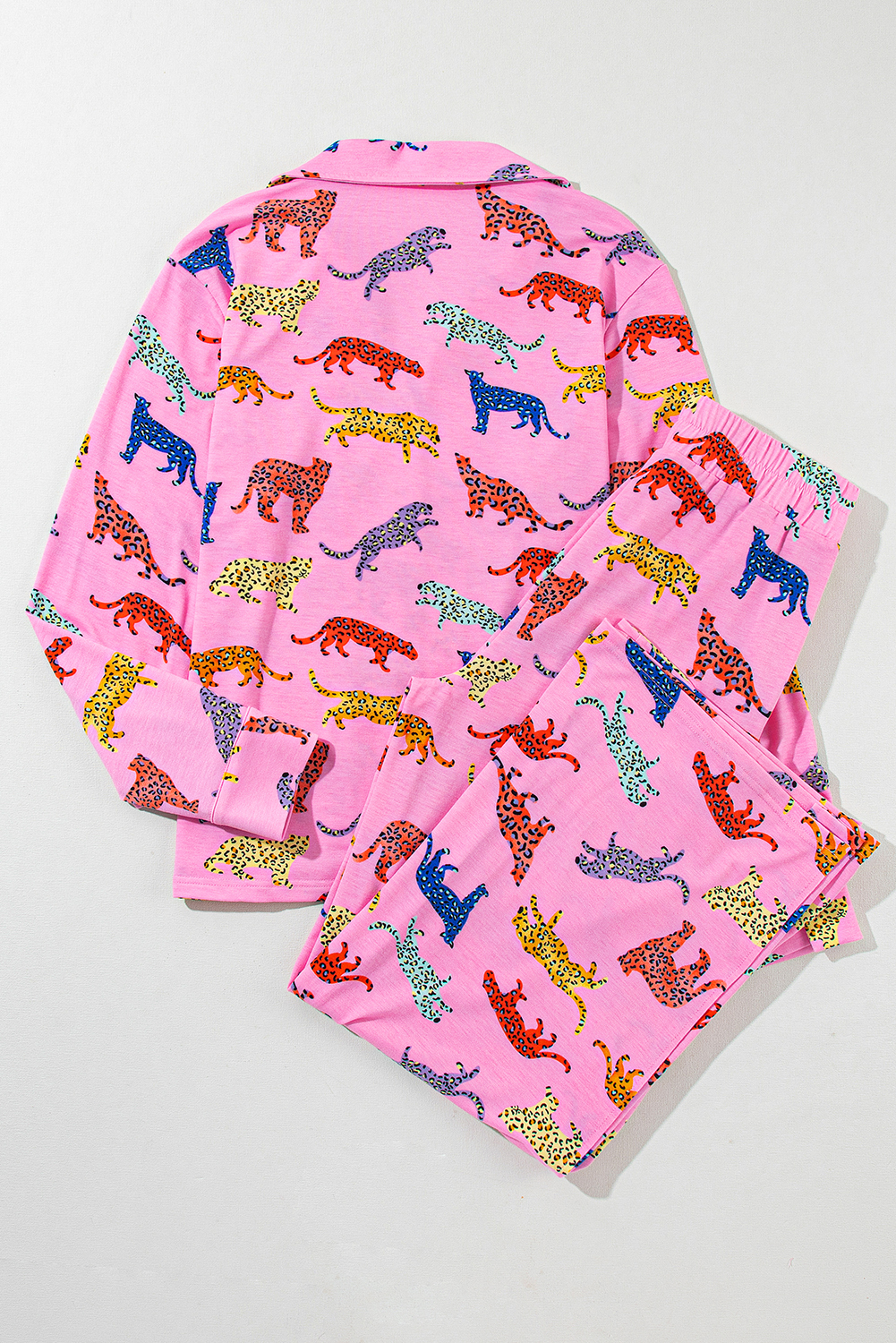 Pink Cheetah Print Shirt and Pants Pajama Set - Image 5