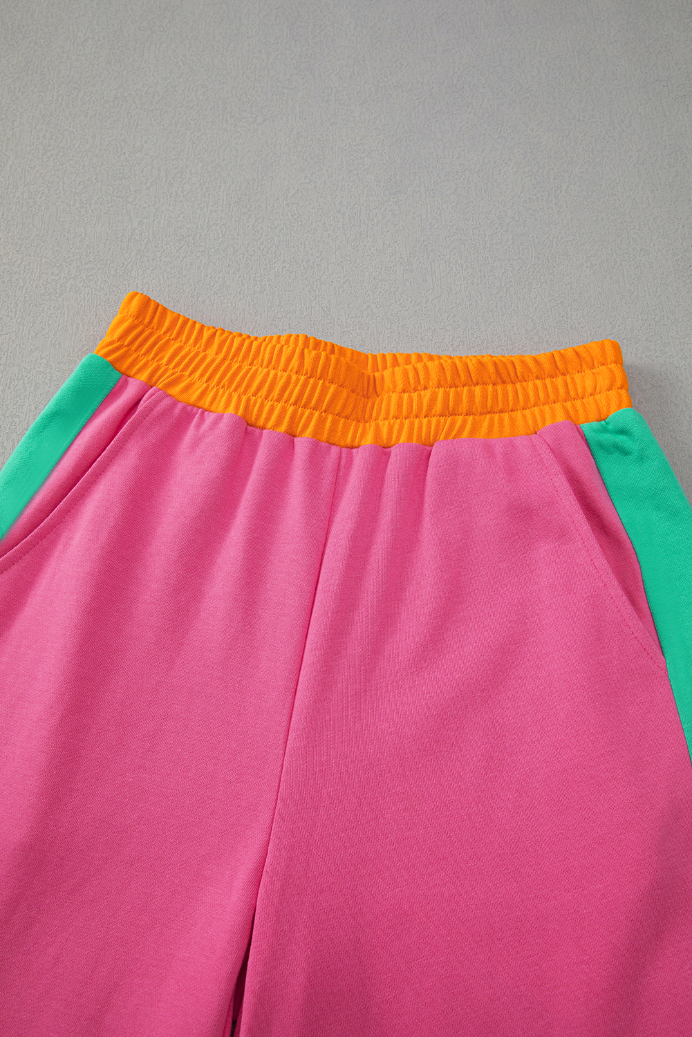 Rose Red 2pcs Color Block Pullover Loose Pant Set - Image 8