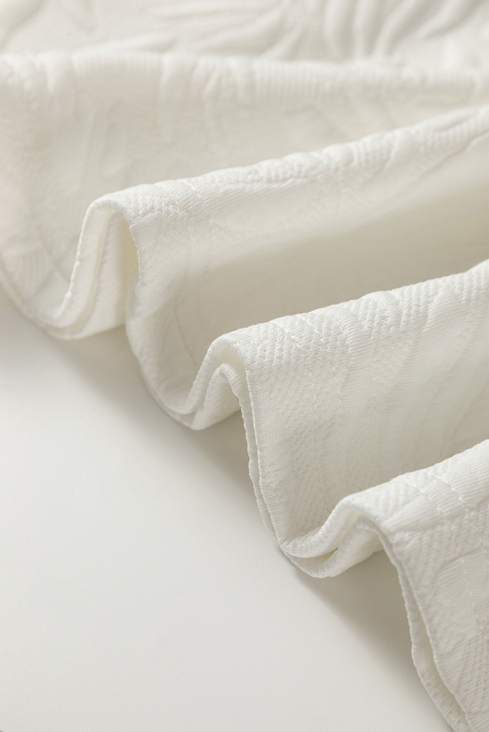 White Jacquard Textured Quarter Zipper Shift Mini Dress - Image 7