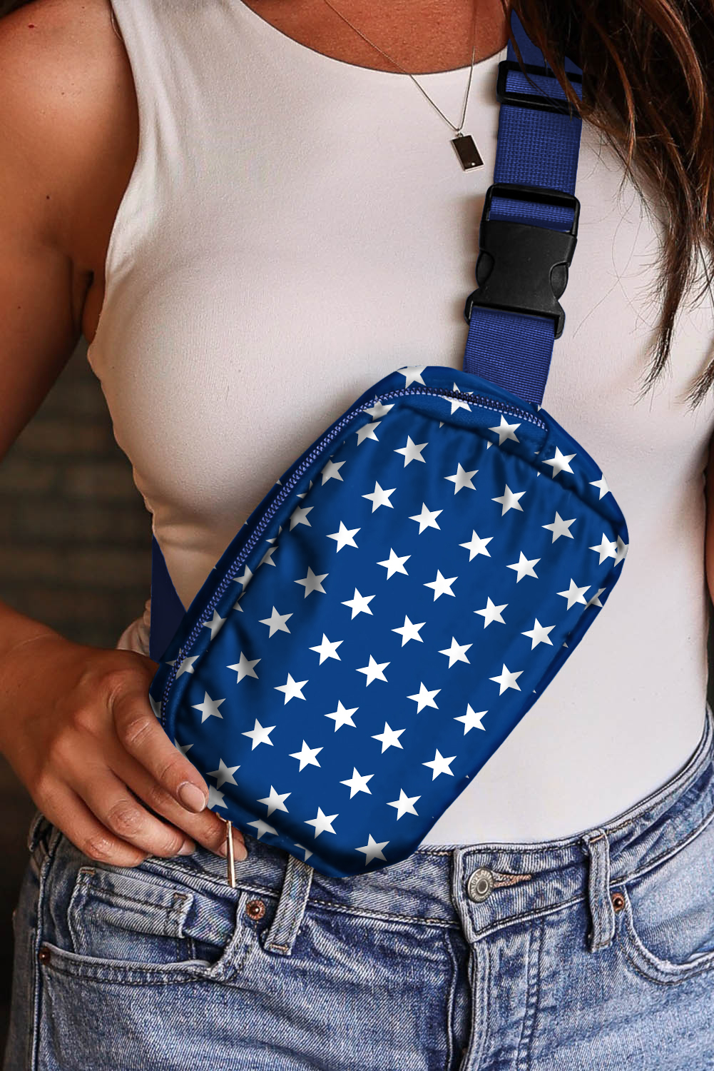 Bluing Independent Day Flag Star Printed Crossbody Bag - Image 6