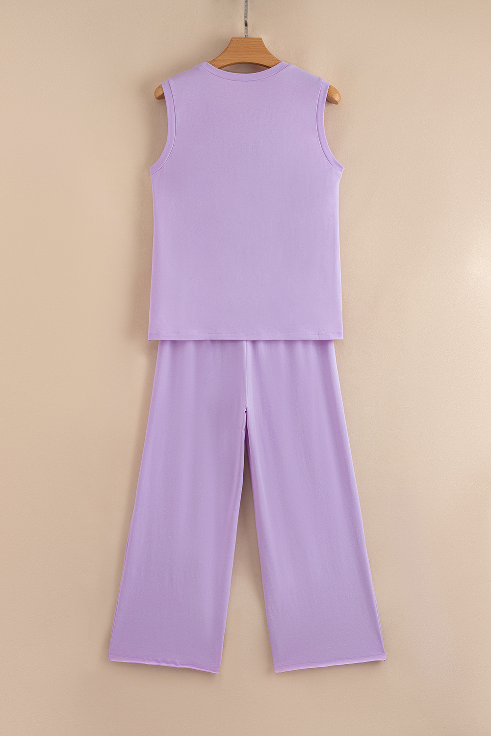Orchid Petal Mineral Wash Casual Round Neck Tank and Straight Loose Drawstring Pants Set - Image 5