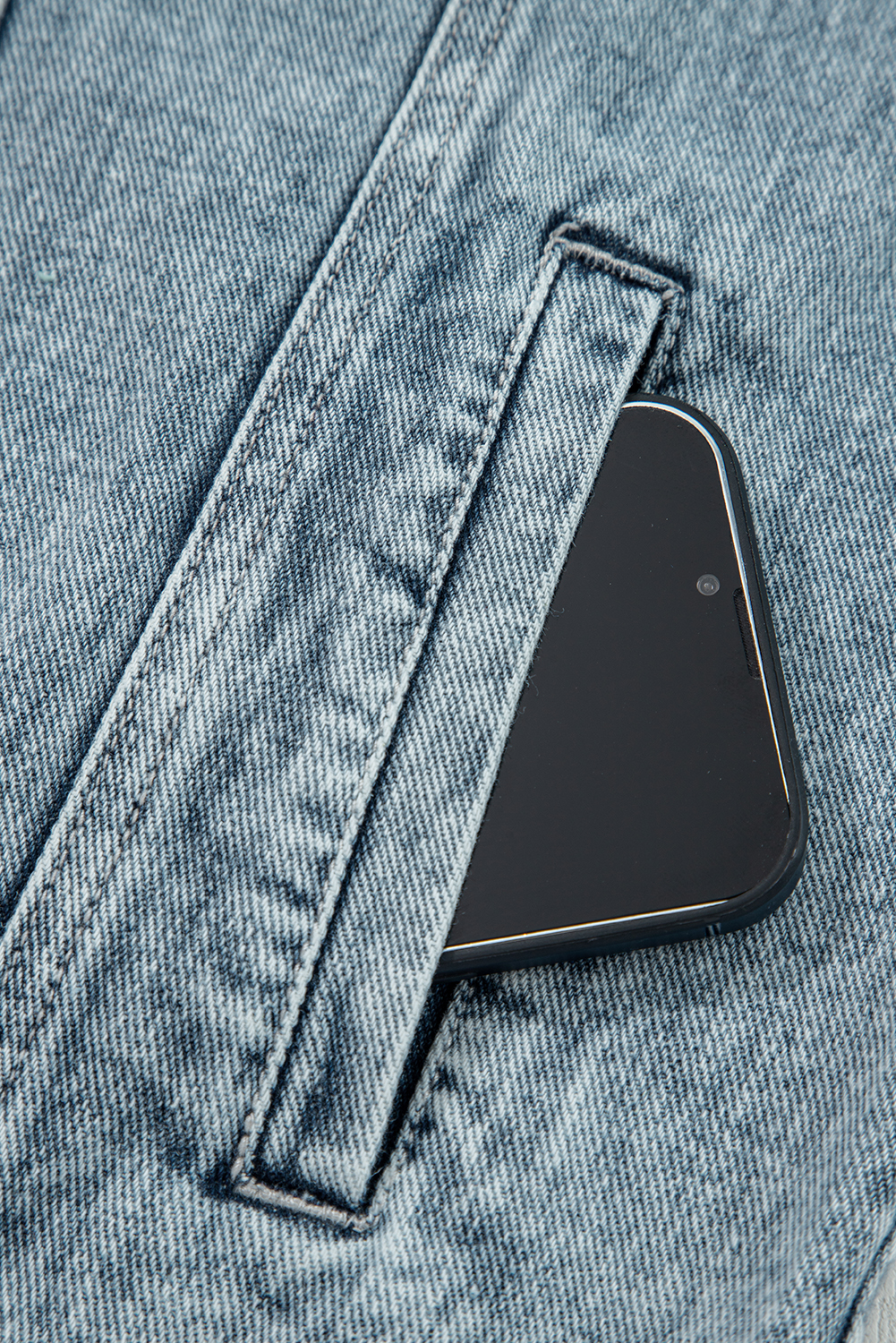 Myosotis Button Flap Pocket Frayed Detail Denim Vest - Image 6