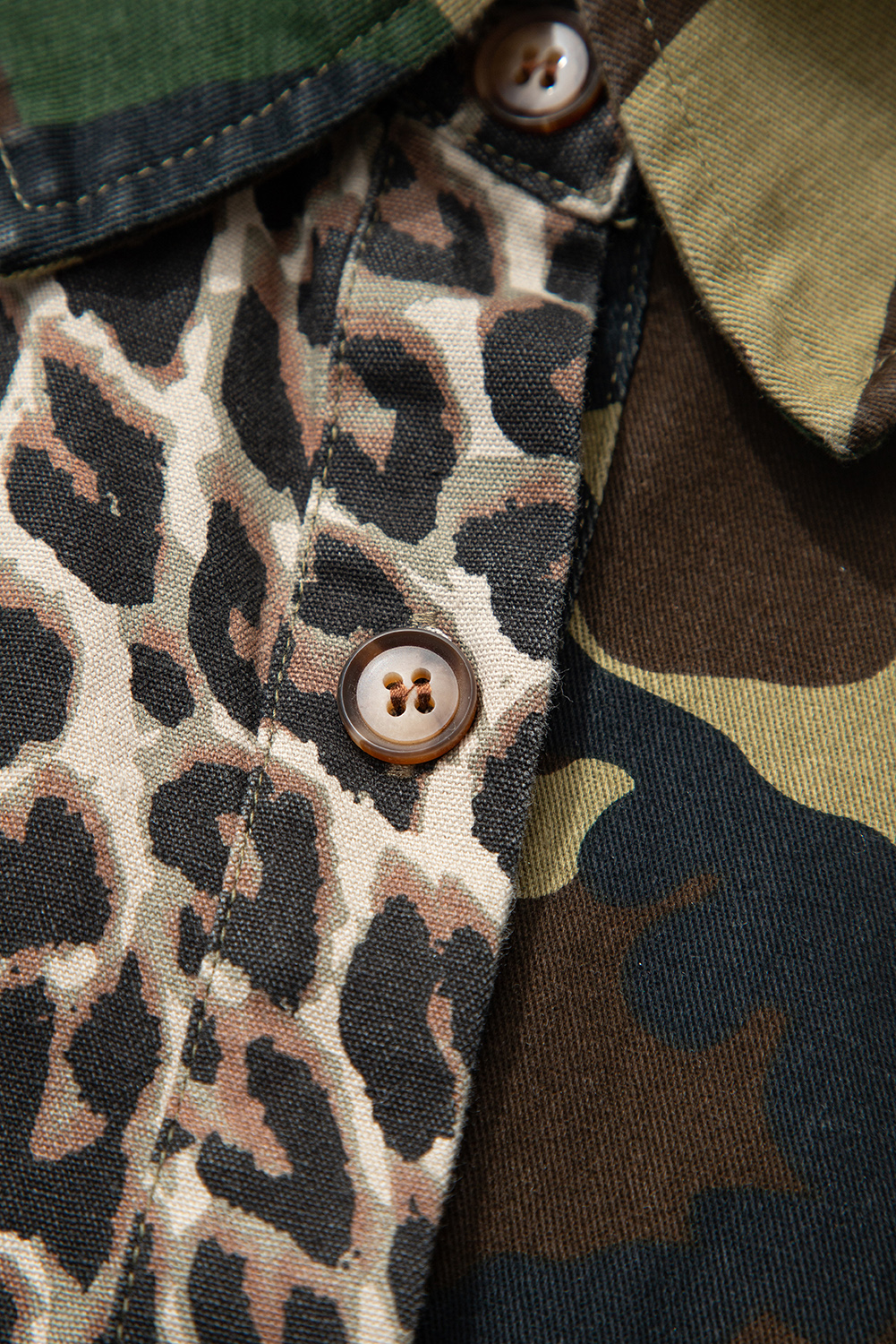 Brown Leopard Camo Patchwork Oversize Shacket - Image 7
