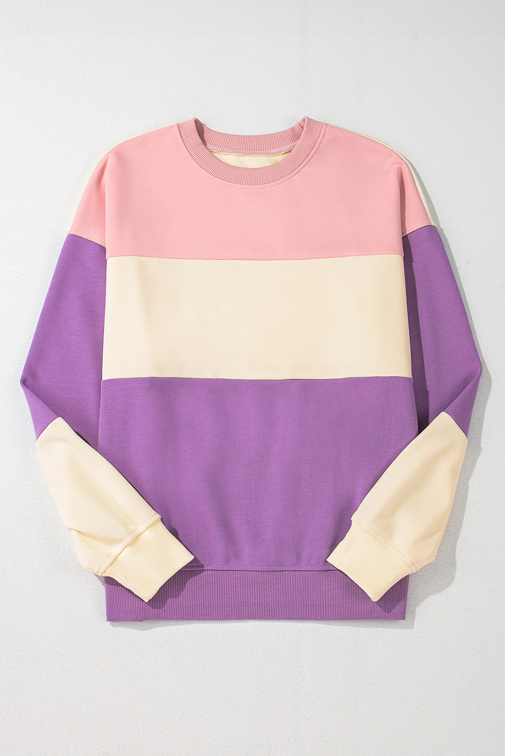 Meadow Mauve Colorblock Patchwork Drop Shoulder Sweatshirt - Image 5