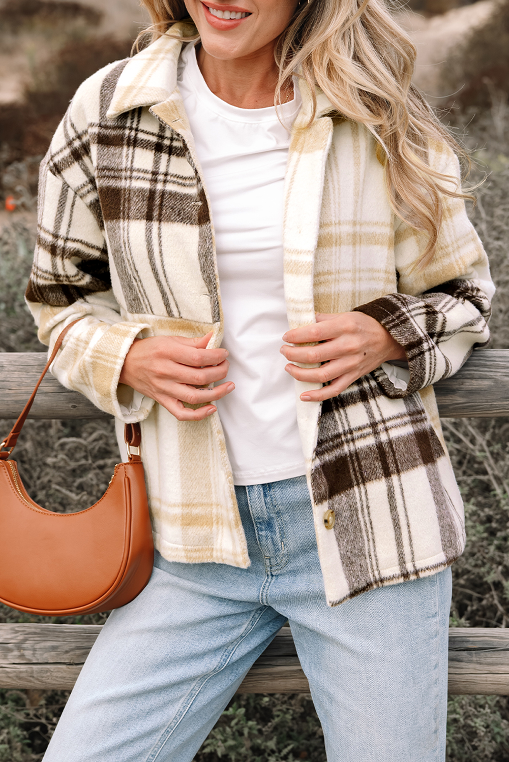 Multicolour Plaid Patchwork Side Pockets Buttoned Shacket - Image 8