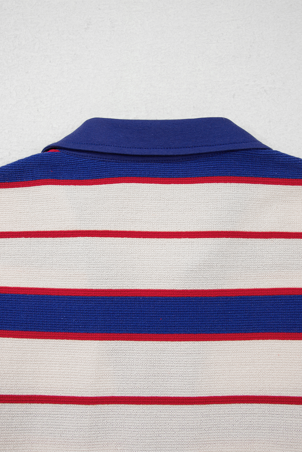 Blue Stripe Color Block Polo Pullover Sweatshirt - Image 6