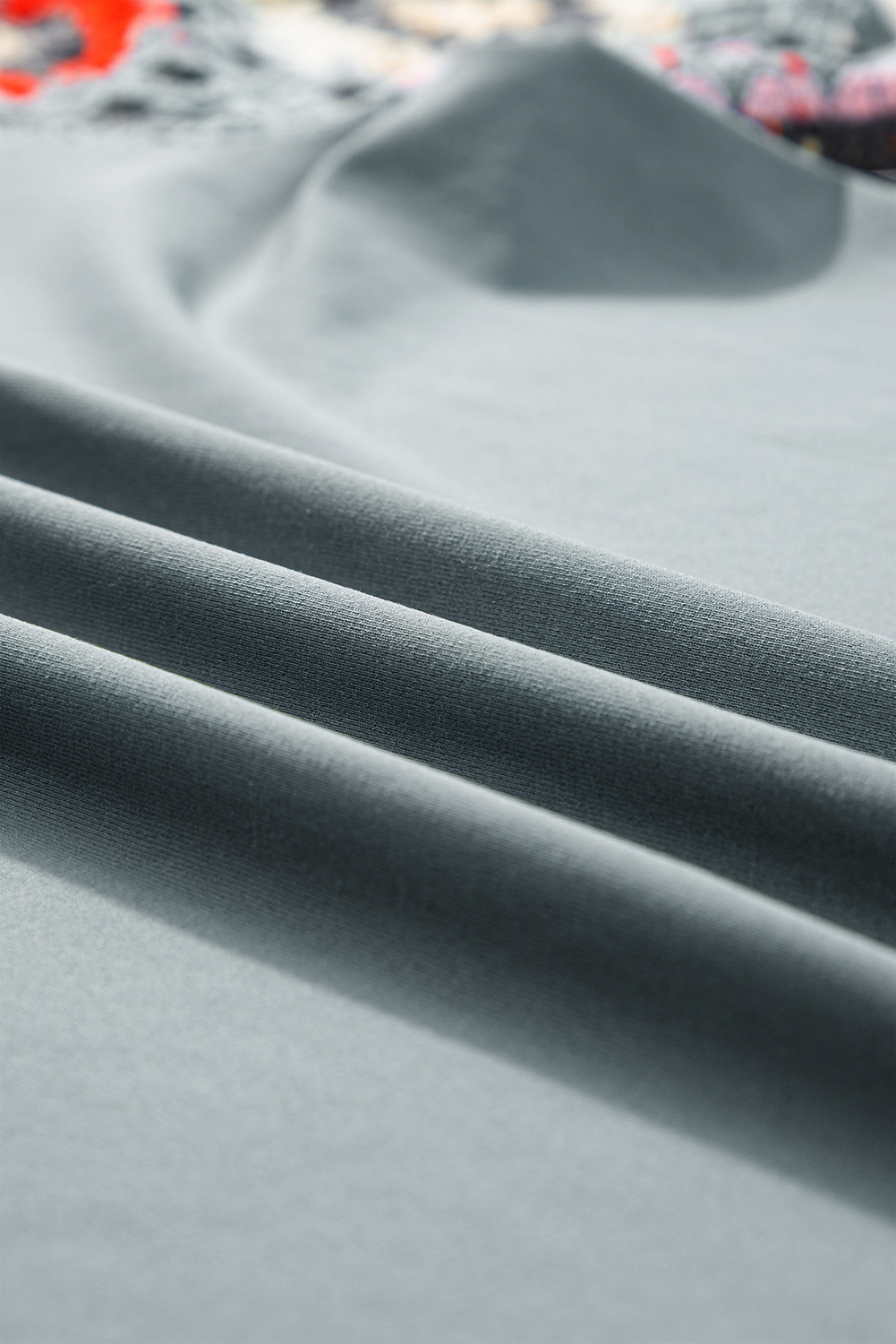 Medium Grey Floral Crochet Short Sleeve Top - Image 8