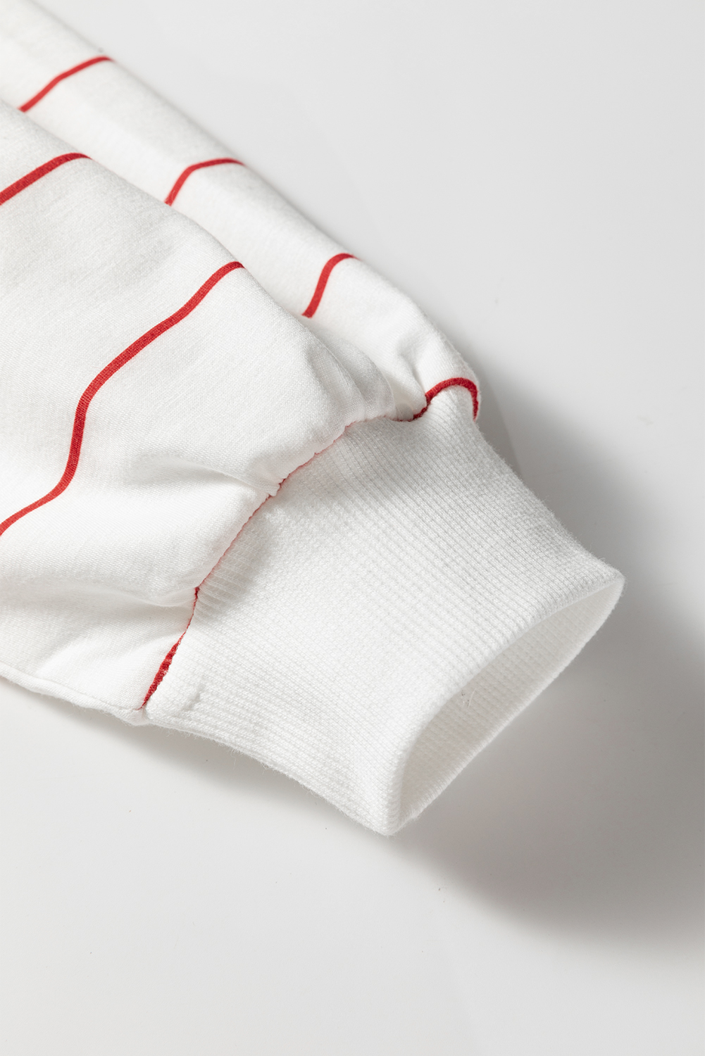 Fiery Red Zip V Neck Casual Stripe Print Drop Shoulder Long Sleeve Top - Image 7