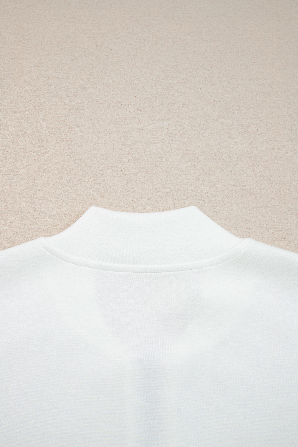 White Solid Color Zip Up Knit Puff Sleeve Jacket - Image 6