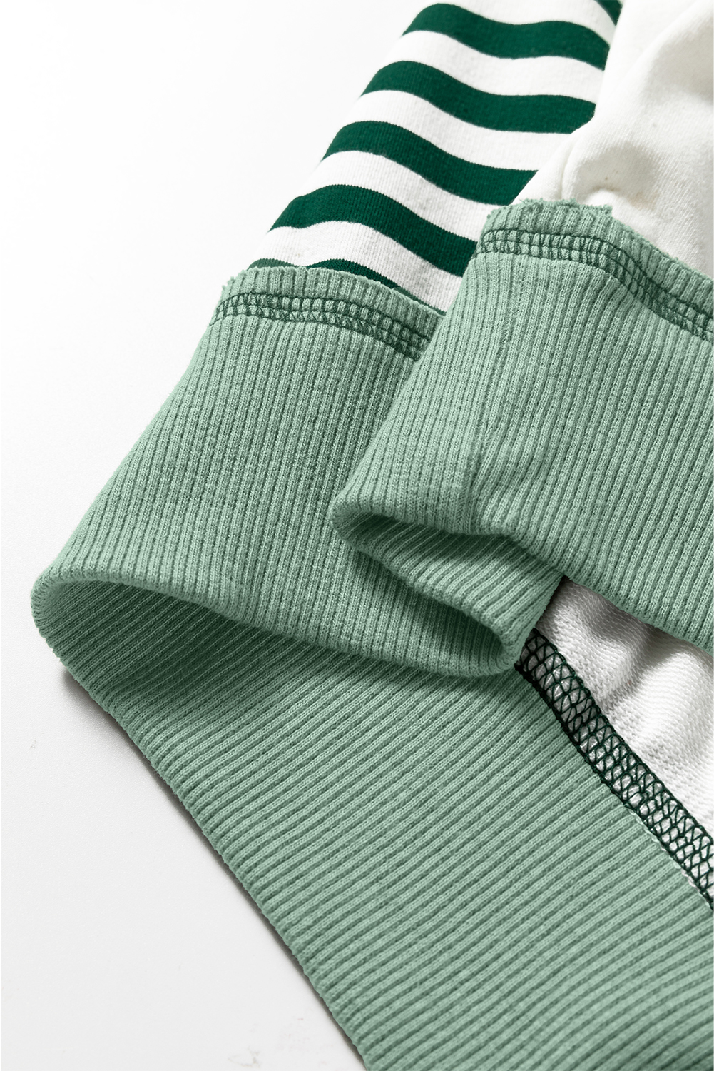 Green Stripe Colorblock Patchwork Contrast Stitching Oversize Sweatshirt - Image 11