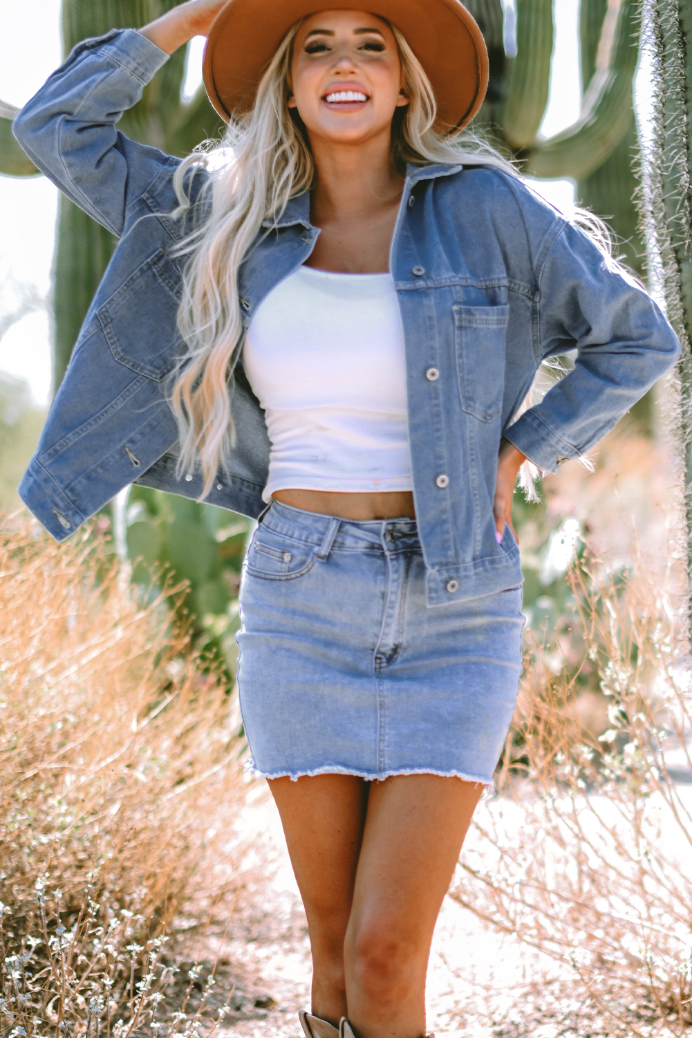Wild Wind Washed Oversize Pocketed Denim Jacket - Image 5