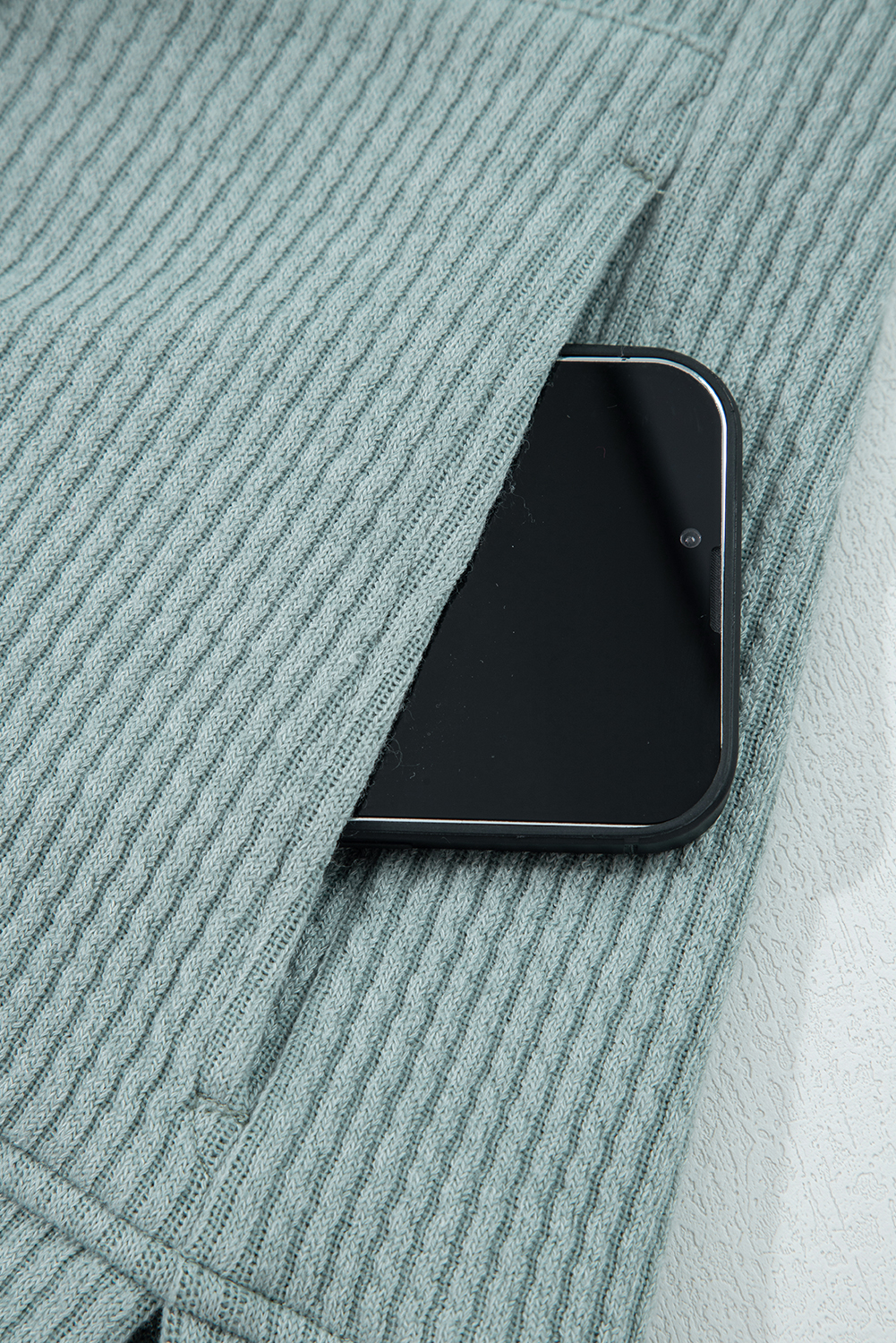 Clearly Aqua Ribbed Drop Shoulder Knit Hoodie - Image 6