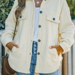 Beige Turn Down Collar Buttoned Shirt Jacket