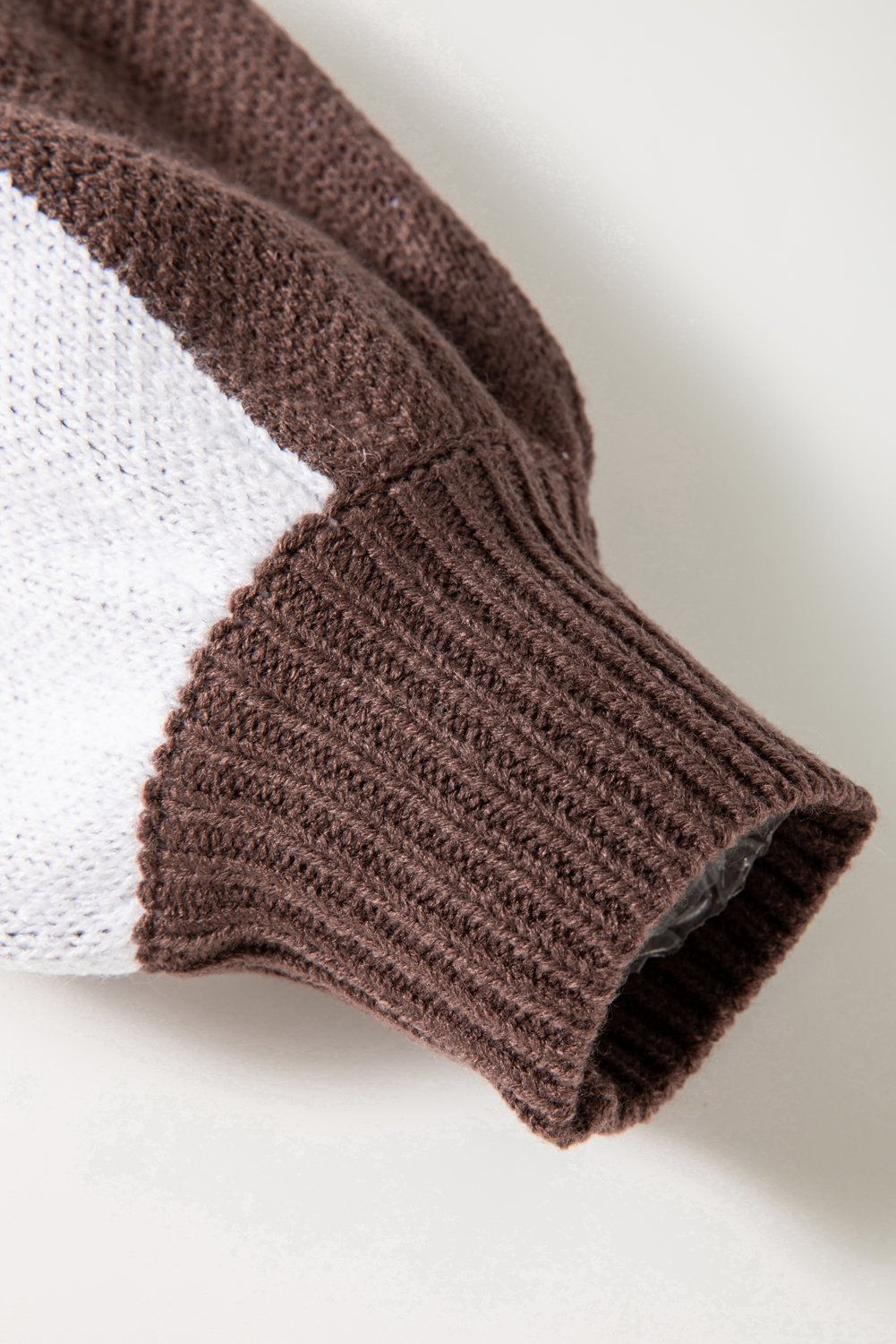 Dark Brown Checkered Bishop Sleeve Sweater - Image 7