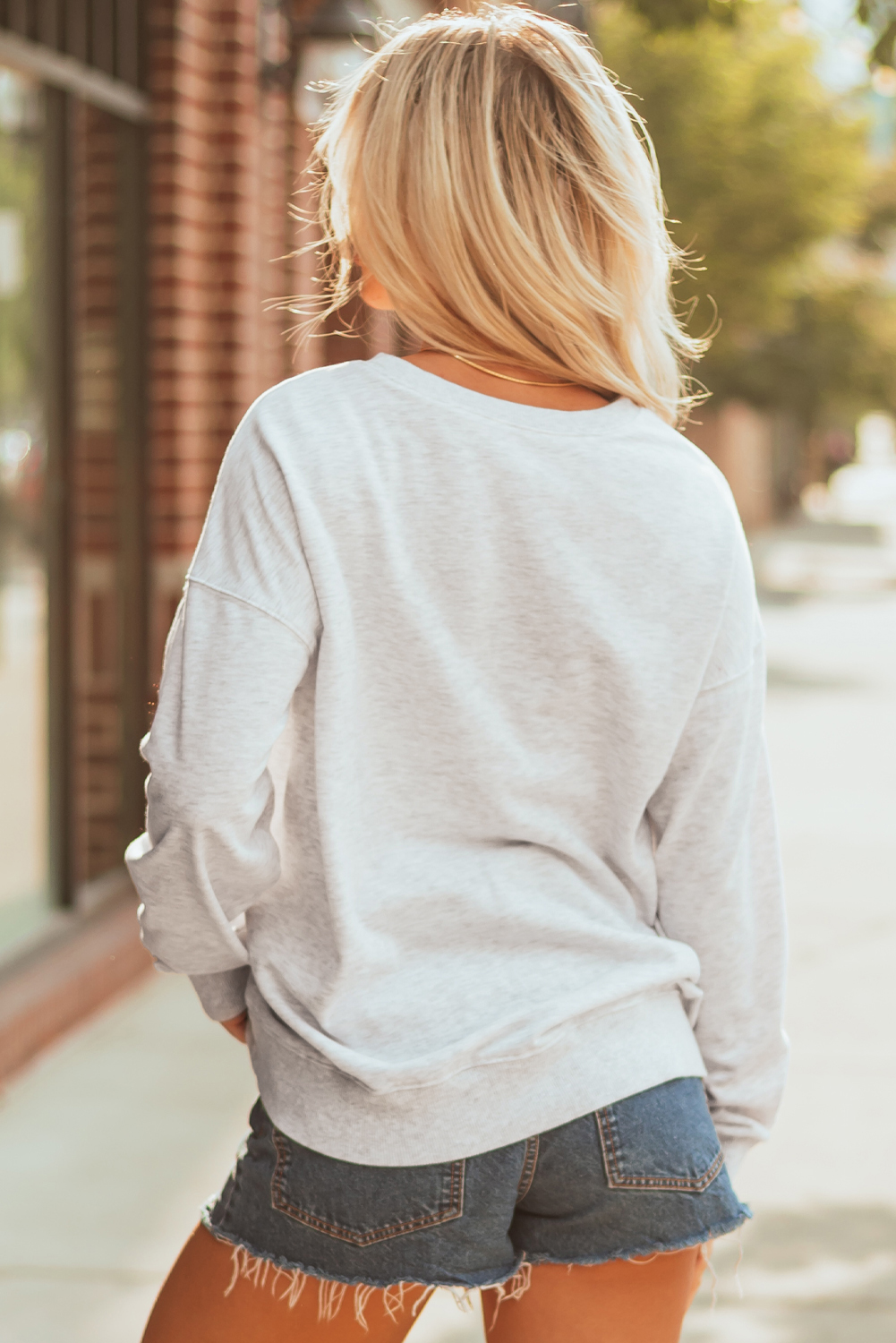 Blue Vintage Washed GAME DAY Graphic Baggy Sweatshirt - Image 2