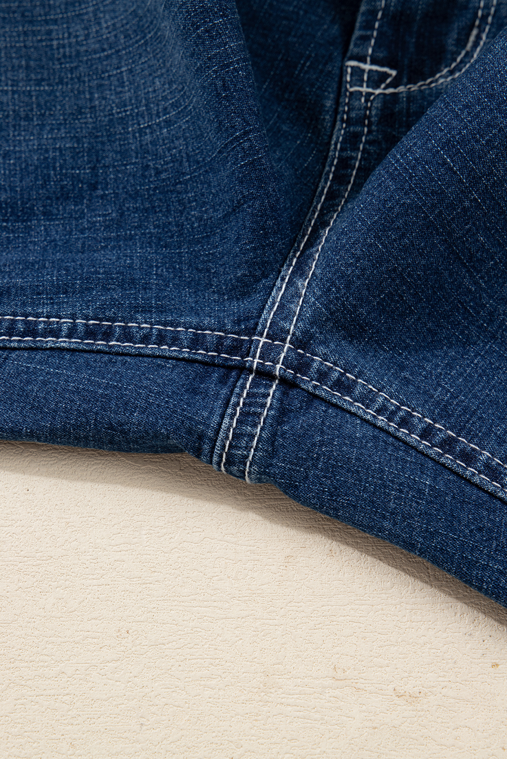 Sail Blue Stitched Waist Detail Loose Cuffed Jeans - Image 7