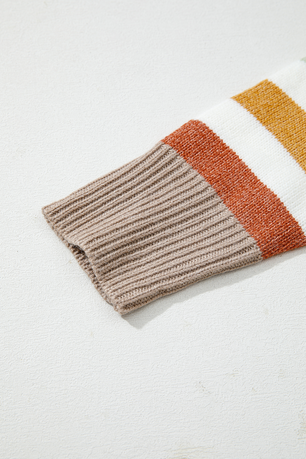 Multicolour Striped Colorblock Drop Shoulder Plus Size Sweater - Image 6