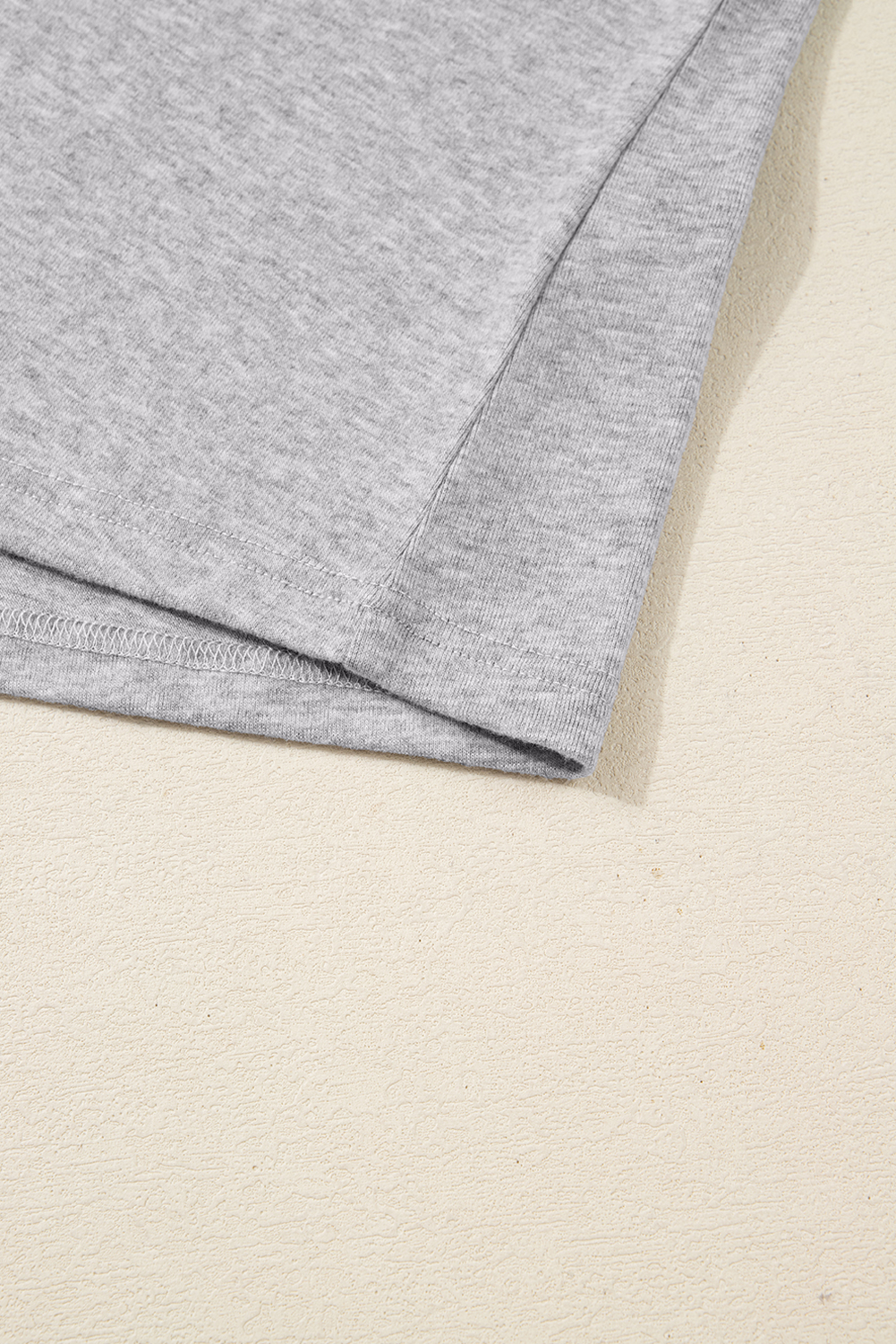 Gray Hollowed Lace Ribbed Knit Long Sleeve Patchwork Top - Image 8