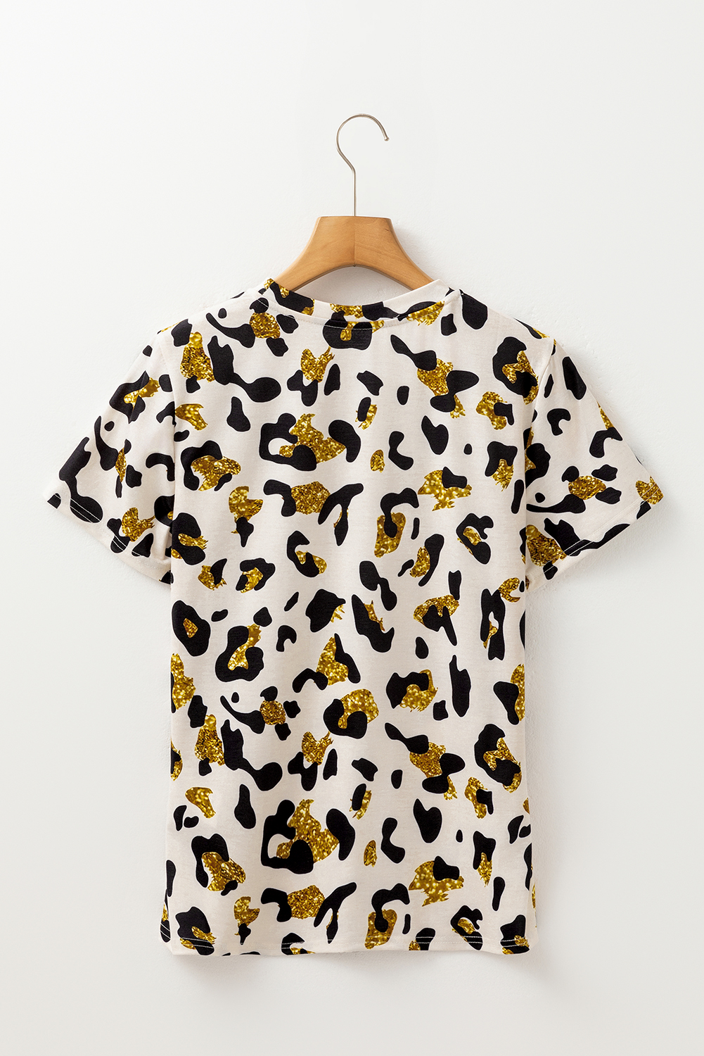 Apricot Leopard Print Round Neck Casual T Shirt - Image 8