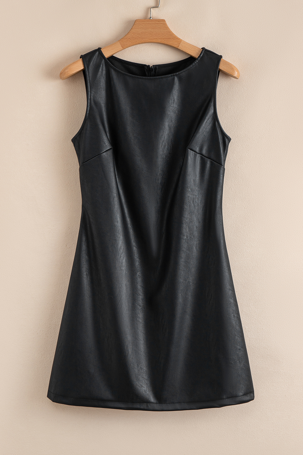 Black Vegan Leather Sleeveless Mini Dress - Image 8
