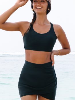 Black Crossover Bikini Tank and Skort Swimwear