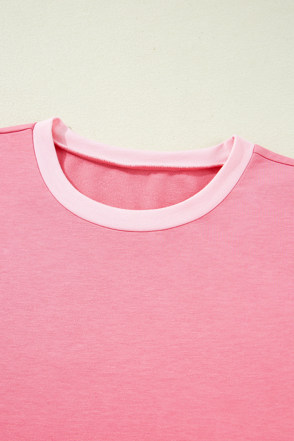 Peach Blossom Two Tones Patchwork Half Sleeve Plus Size T Shirt - Image 5