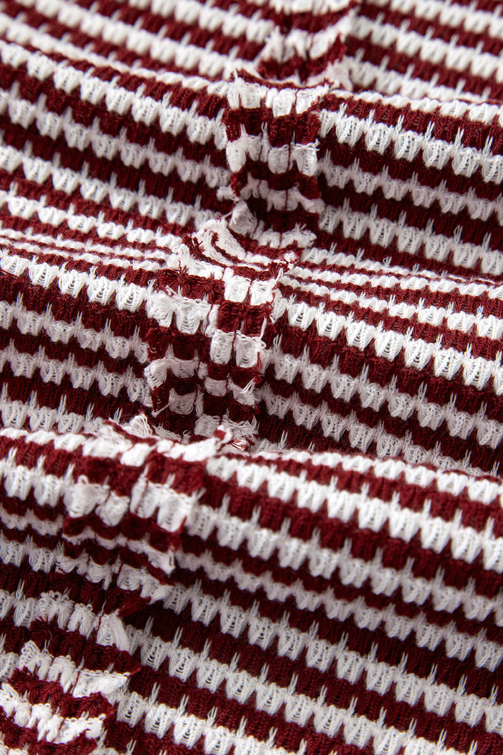 Red Stripe Ribbed Trim Drop Shoulder Long Sleeve Oversize Top - Image 8