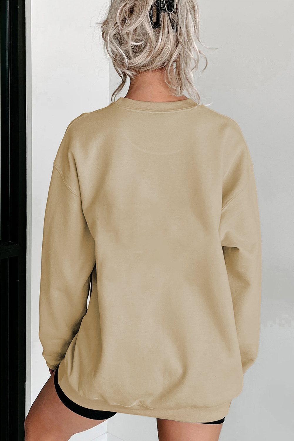 Parchment thankful Embroidered Drop Shoulder Pullover Sweatshirt - Image 2
