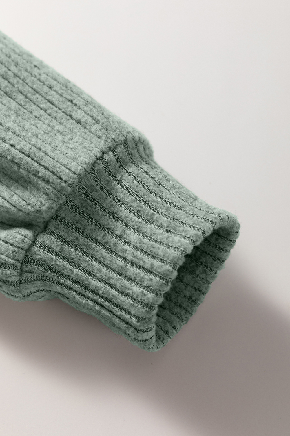 Clearly Aqua Ribbed Texture Drop Shoulder Henley Knit Top - Image 6