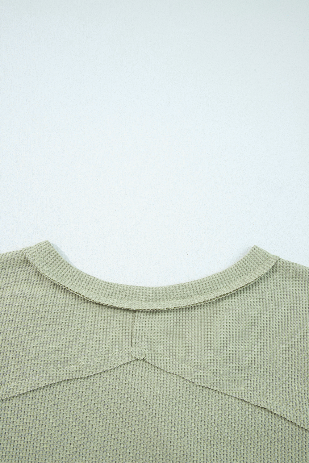 Meadow Mist Green Exposed Seam Waffle Striped Patchwork Baggy Pullover - Image 7