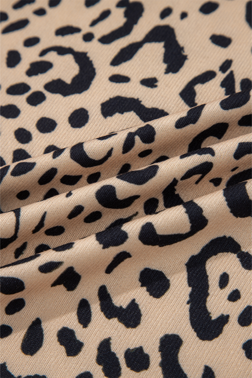 Khaki Leopard Print Long Batwing Sleeve Loose Top - Image 9