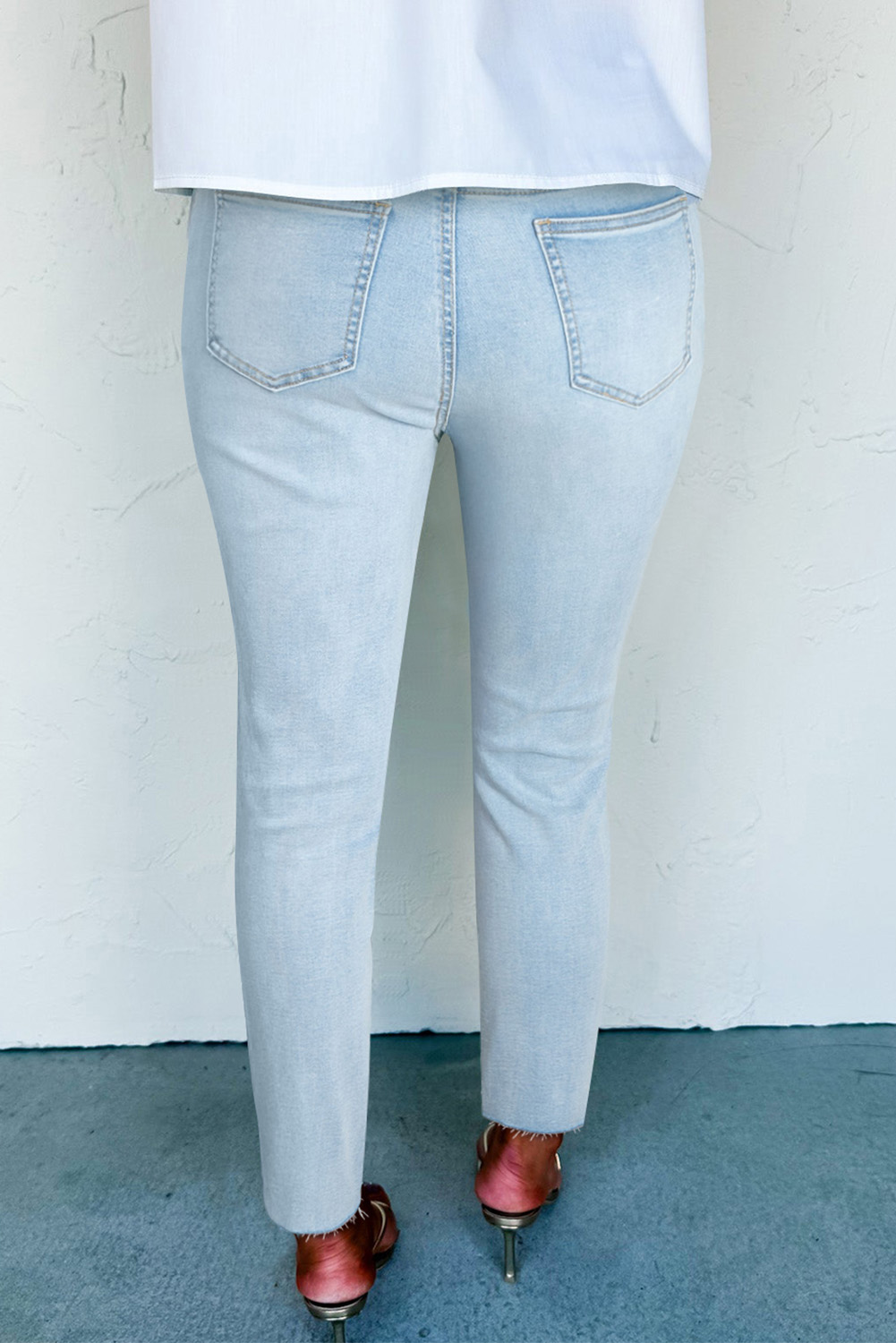 Beau Blue Mid Rise Ankle-Length Distressed Skinny Jeans - Image 2