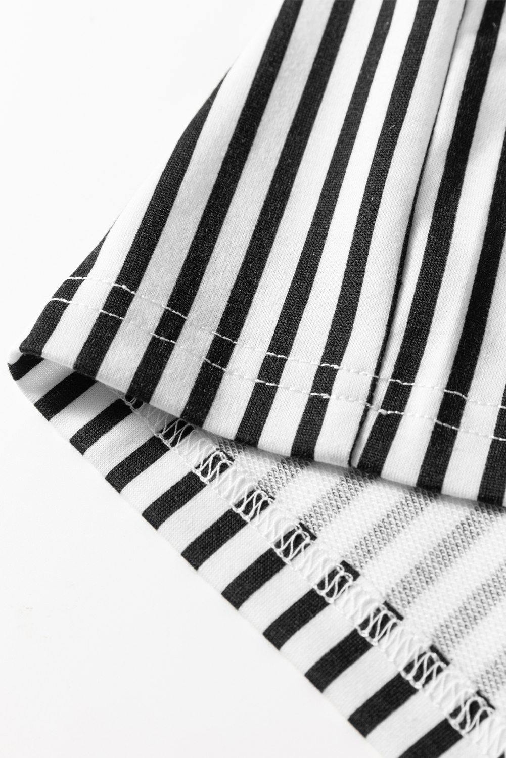 Black Stripe Elastic High Waist Pocketed Loose Pants - Image 7