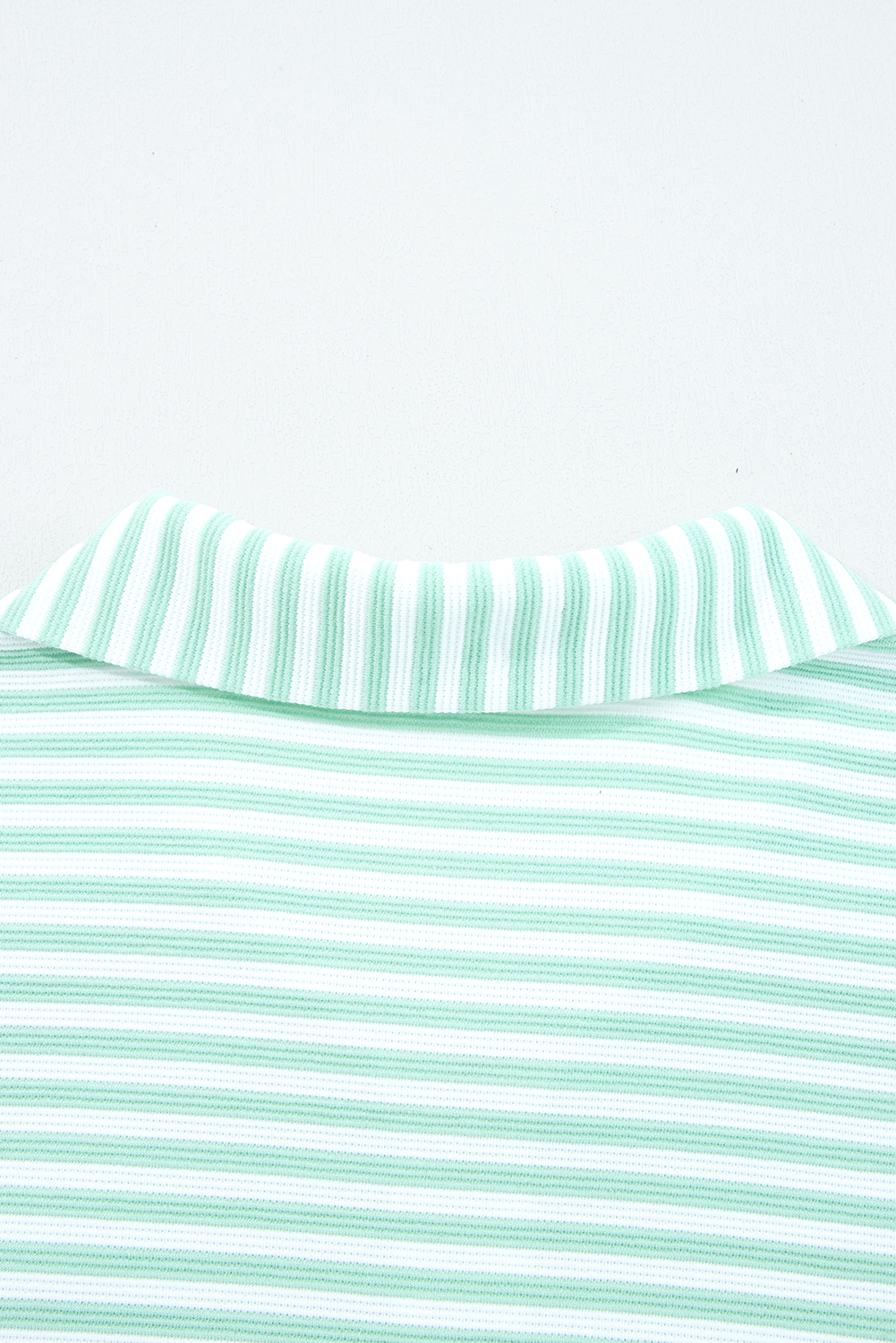 Green Stripe Quarter Zip Collar Pullover Long Sleeve Top - Image 7