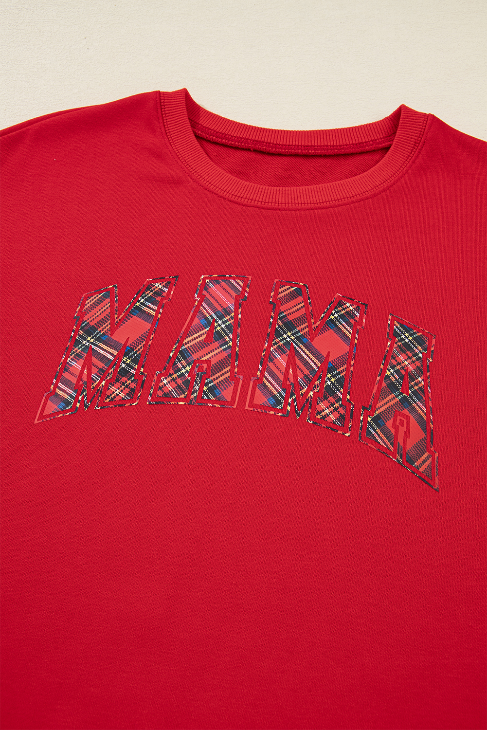 Red Plaid Mama Graphic Christmas Holiday Crewneck Pullover and Pants Two Piece Lounge Set - Image 7