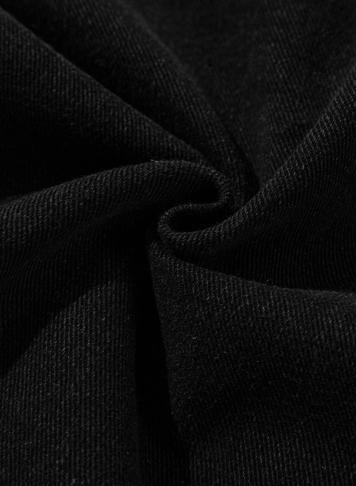 Black Side Pockets Lapel Collar Denim Jacket - Image 8