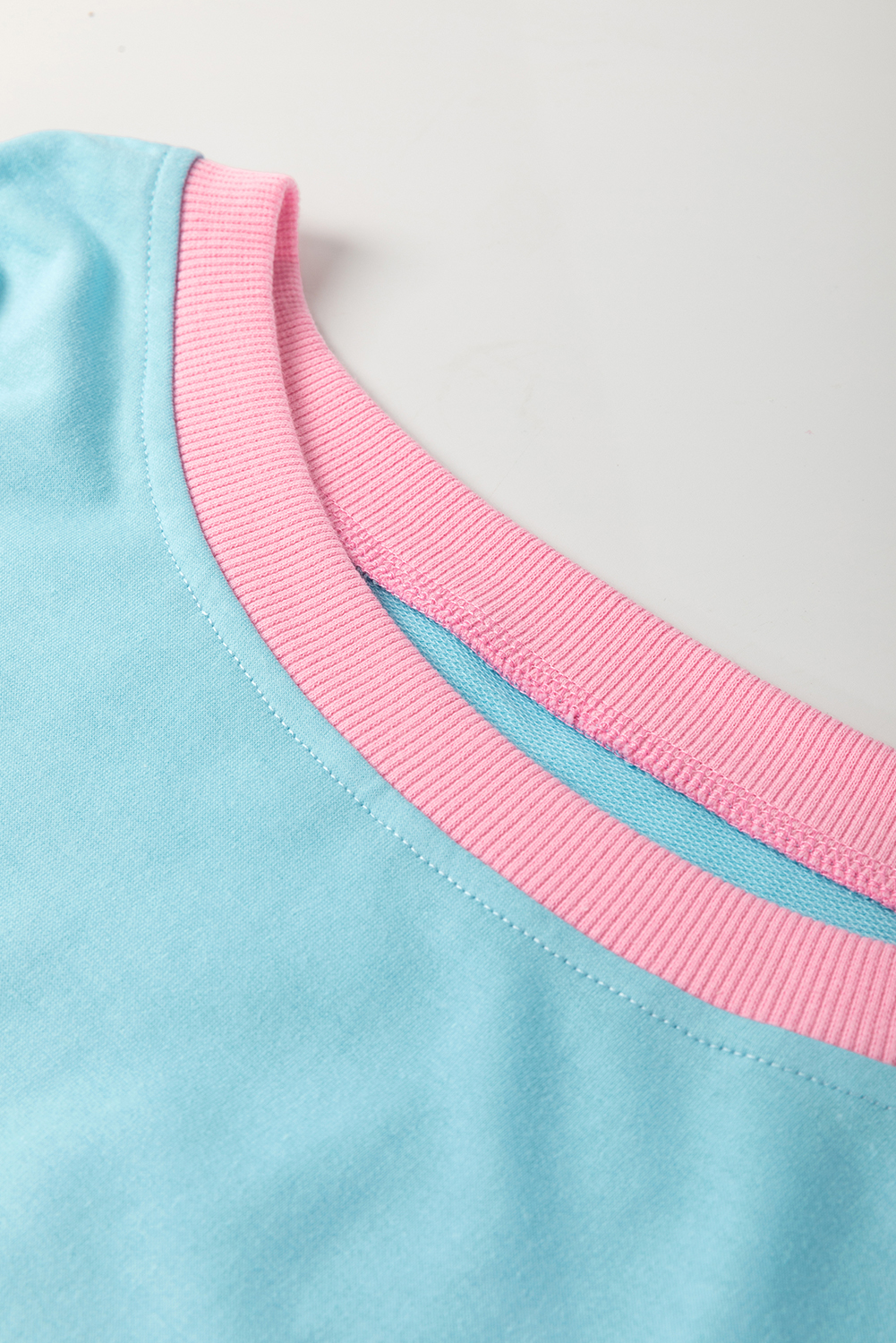 Turquoise Plus Size Contrast Trim T Shirt and Skirt Two Piece Set - Image 8