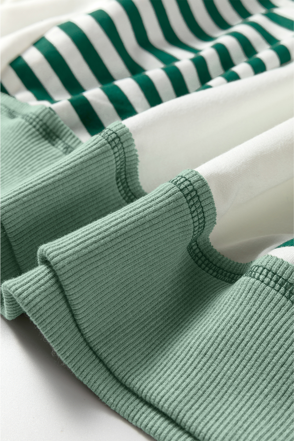 Green Stripe Colorblock Patchwork Contrast Stitching Oversize Sweatshirt - Image 7