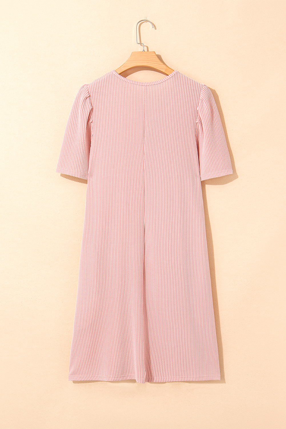 Blossom Corded Knit Crew Neck Puff Sleeve Shift Mini Dress - Image 5