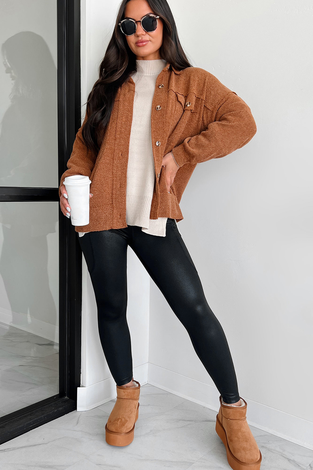 Black V Crossover High Waist Pocketed Leggings - Image 6