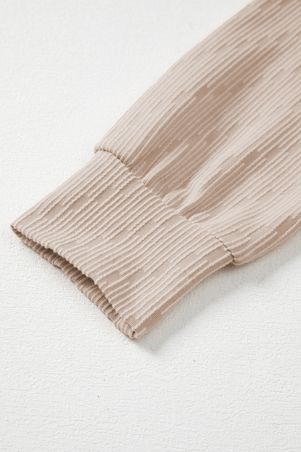 Straw Yellow Solid Color Textured Long Sleeve Top - Image 6